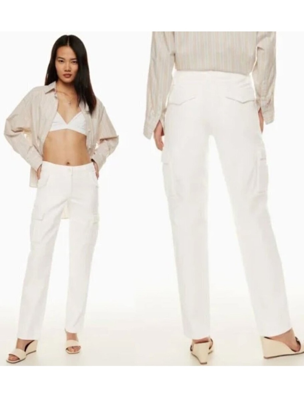 Aritzia Wilfred Free White Cargo Pants Size 6 - Picture 1 of 9